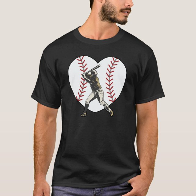 Baseball Heart Batter Hitter Baseball Player Fan C T-Shirt (Front)