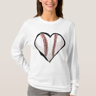 Baseball Heart Casual Women Cute Graphic Heart Bas T-Shirt
