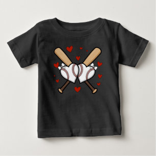 Baseball Heart Design with Bats and Bows Baby T-Shirt