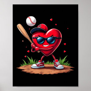 Baseball Heart Funny Valentines Day Design Basebal Poster