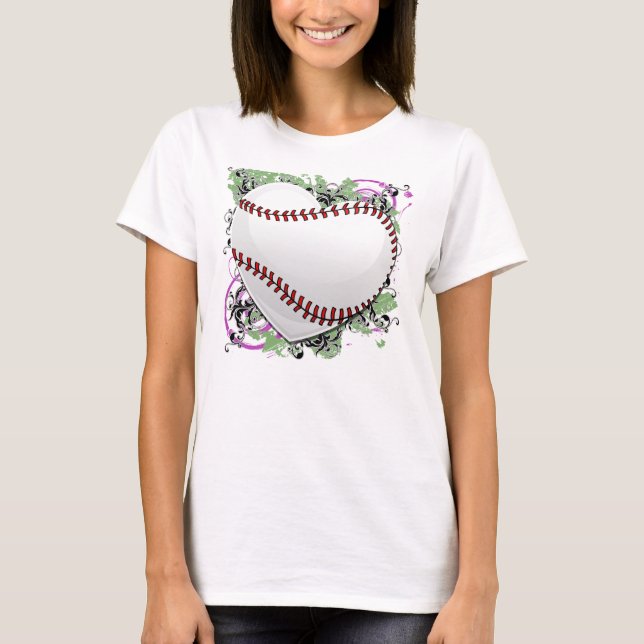 Baseball Heart Grunge T-Shirt (Front)