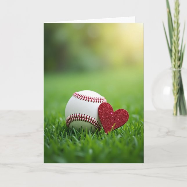 Baseball Heart Love Greeting Card (Front)