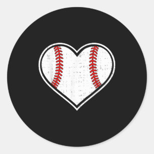 Baseball Heart Love Sport Valentines Day Men Women Classic Round Sticker