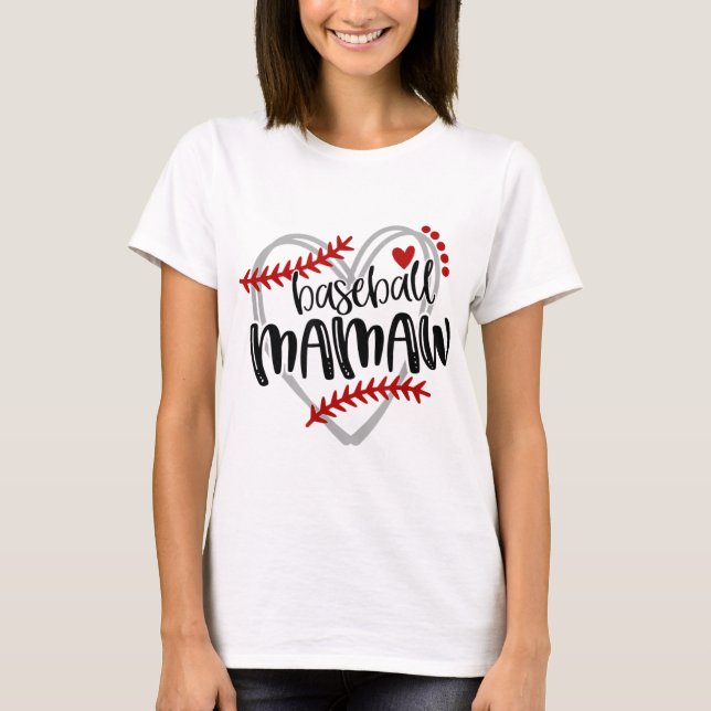 Baseball Heart MAMAW Grandma Trendy T-Shirt (Front)