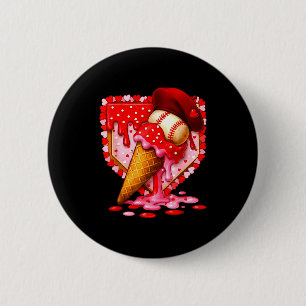 Baseball Heart Valentine Baseball Ice Cream Drip B 6 Cm Round Badge