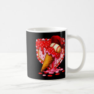 Baseball Heart Valentine Baseball Ice Cream Drip B Coffee Mug