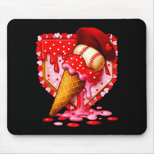 Baseball Heart Valentine Baseball Ice Cream Drip B Mouse Mat