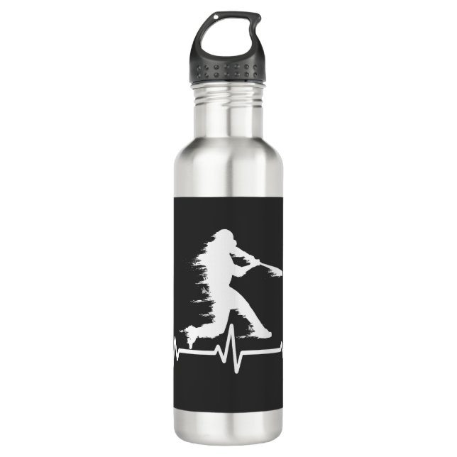 Baseball Heartbeat funny Baseball Players 710 Ml Water Bottle (Front)