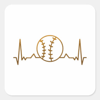 Baseball Heartbeat Square Sticker