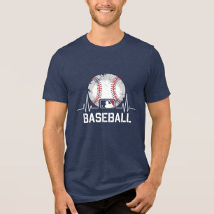 Baseball Heartbeat T-Shirt – Modern Distressed  Tri-Blend Shirt