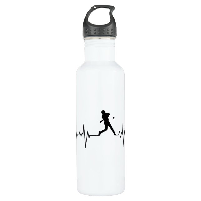 Baseball Heartbeat Water Bottle (Front)