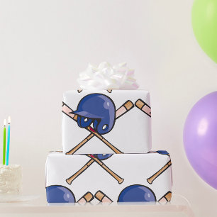 Baseball Helmet and Bats Sports Wrapping Paper