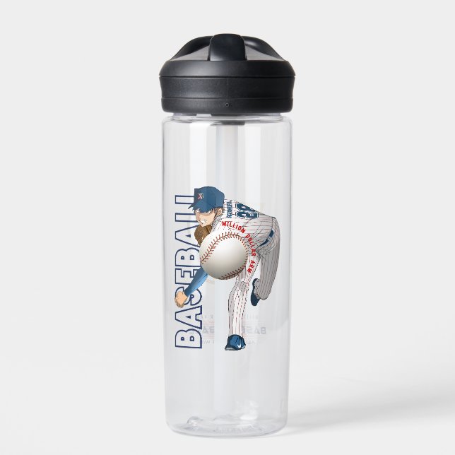 Baseball Hero with Million Dollar Arm | 20oz Water Bottle (Front)