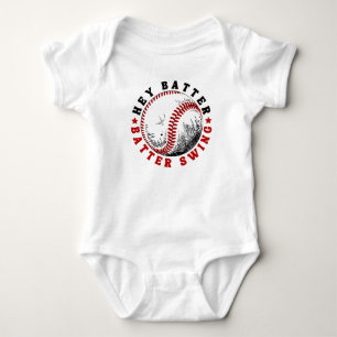 Baseball Hey Batter Swing Baby Bodysuit