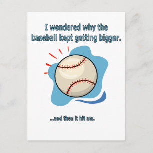 baseball hit me postcard