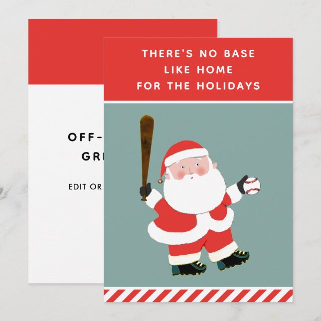 Baseball Holiday Christmas Cards (Front/Back)