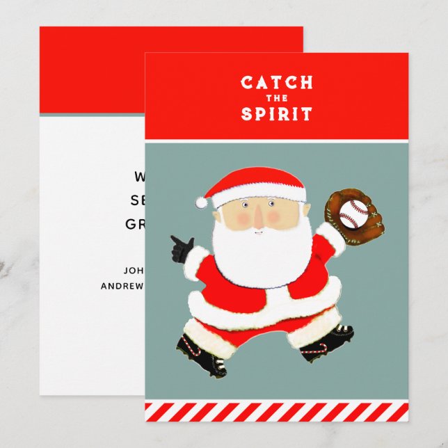 Baseball Holiday Christmas Cards (Front/Back)