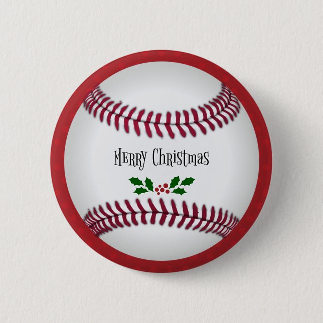 Baseball Holiday Design, Merry Christmas 6 Cm Round Badge (Front)