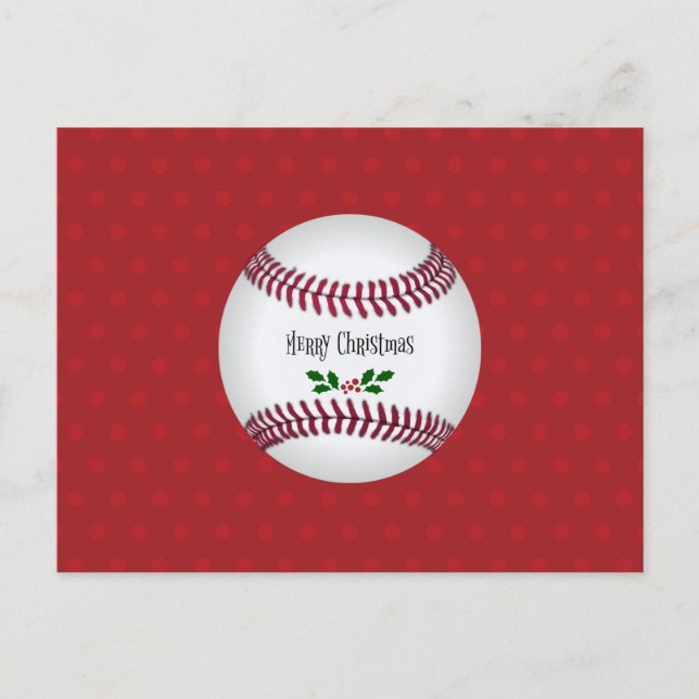 Baseball Holiday Design, Merry Christmas Postcard (Front)