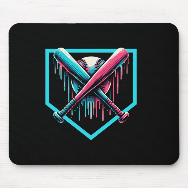 Baseball Home Plate Drip Boys Baseball Bat  Mouse Mat (Front)
