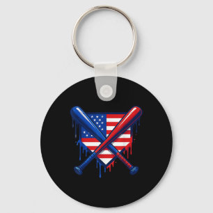 Baseball Home Plate Drip Boys Ice Cream Us Flag 4t Key Ring