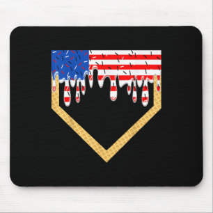 Baseball Home Plate Drip Boys Ice Cream Us Flag 4t Mouse Mat