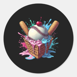 Baseball Home Plate Ice Cream Drip Fun Sports Love Classic Round Sticker