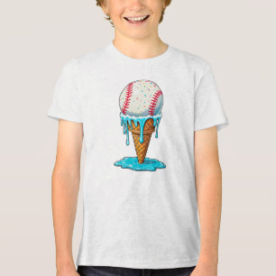 Baseball Home Plate Ice Cream Drip Fun Sports Love Tri-Blend Shirt