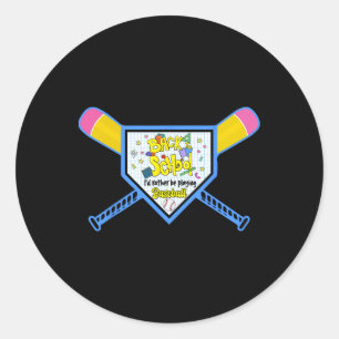 Baseball Home Plate Pencil Bat Back To School Boys Classic Round Sticker