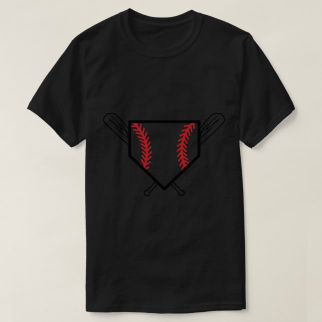 Baseball Home Plate with bat Sticker T-Shirt (Design Front)