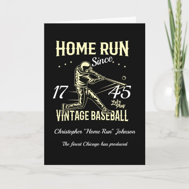 Baseball Home Run Retro Birthday Card (Front)