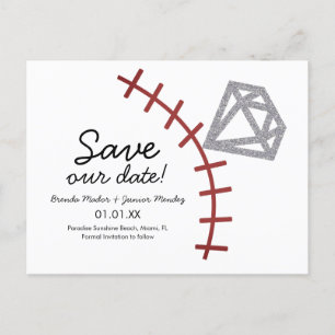 Baseball Homerun Diamond Gem  Save The Date Announcement Postcard