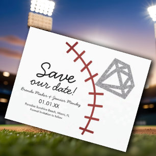 Baseball Homerun Diamond Gem  Save The Date Announcement Postcard