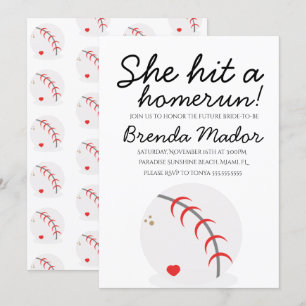 Baseball Homerun Sports Lover Bridal Shower Invitation