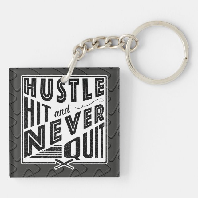 Baseball Hustle Hit Never Quit Key Ring (Back)