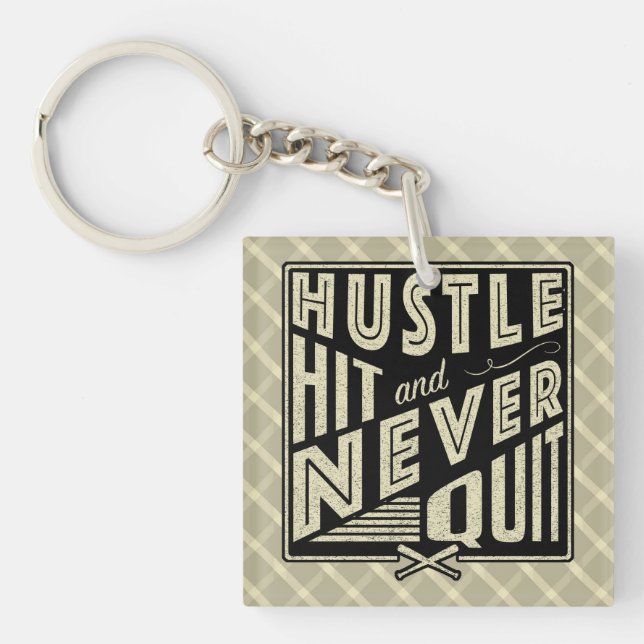 Baseball Hustle Hit Never Quit Keyring (Front)
