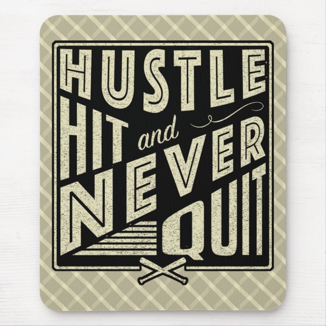 Baseball Hustle Hit & Never Quit Mouse Mat (Front)