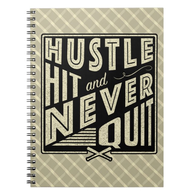 Baseball Hustle Hit & Never Quit Note Pad Notebook (Front)