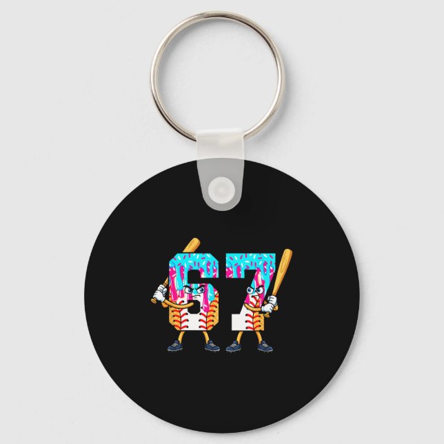 Baseball Ice Cream 67 Six Seven Cool Player 6 7 Dr Key Ring (Front)