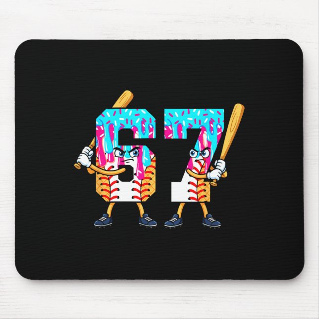 Baseball Ice Cream 67 Six Seven Cool Player 6 7 Dr Mouse Mat (Front)