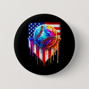 Baseball Ice Cream American Flag Drip  6 Cm Round Badge