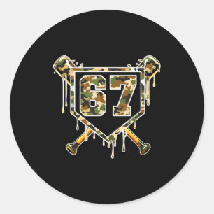 Baseball Ice Cream Drip 67 Camo Six Seven Funny Me Classic Round Sticker