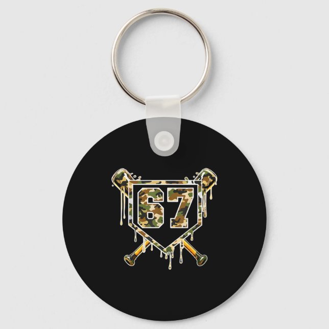 Baseball Ice Cream Drip 67 Camo Six Seven Funny Me Key Ring (Front)