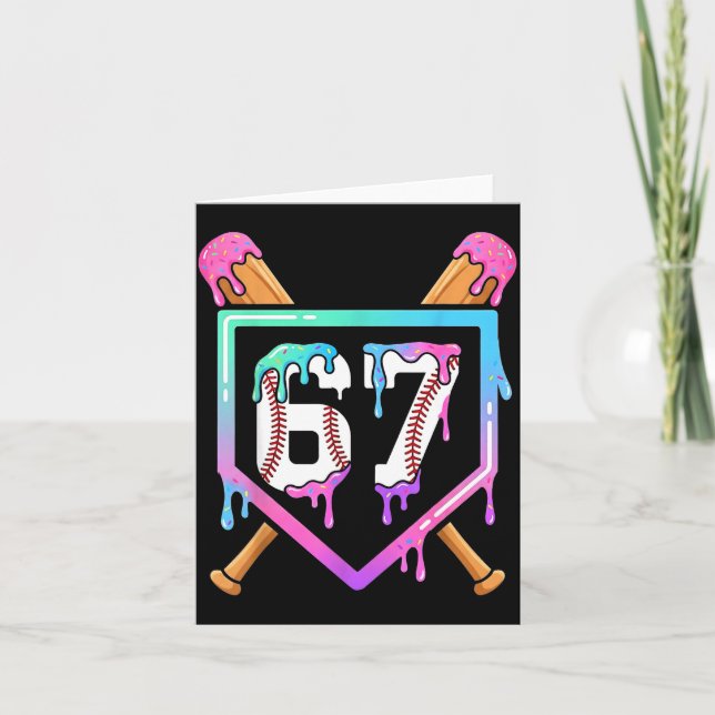 Baseball Ice Cream Drip 67 Player Dabbing Six Seve Card (Front)