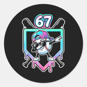Baseball Ice Cream Drip 67 Player Dabbing Six Seve Classic Round Sticker