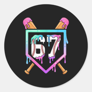 Baseball Ice Cream Drip 67 Player Dabbing Six Seve Classic Round Sticker