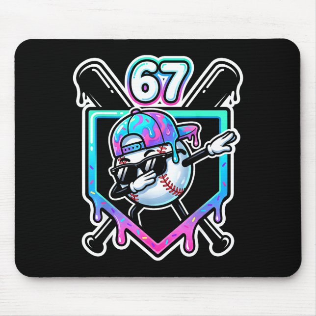 Baseball Ice Cream Drip 67 Player Dabbing Six Seve Mouse Mat (Front)