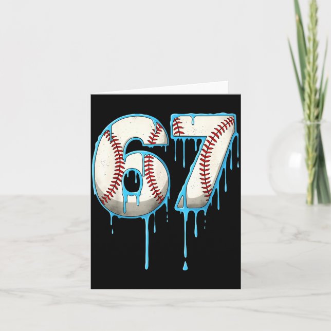 Baseball Ice Cream Drip 67 Six Seven Meme Number 6 Card (Front)