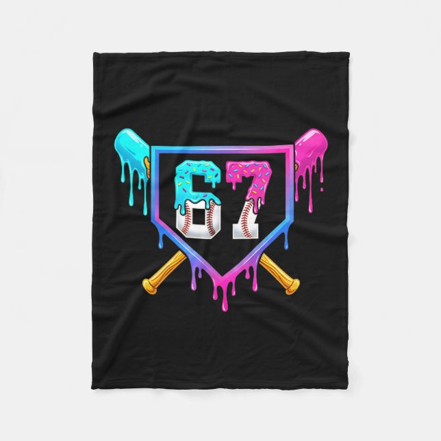 Baseball Ice Cream Drip 67 Six Seven Meme Number 6 Fleece Blanket (Front)
