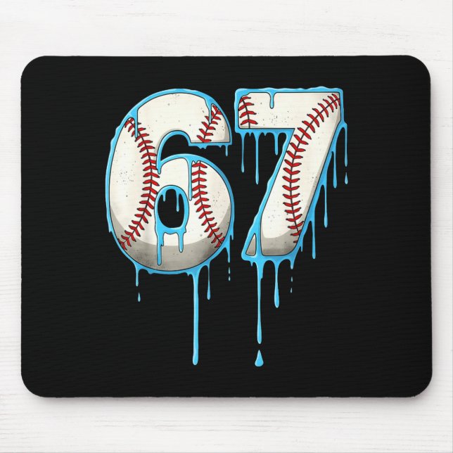 Baseball Ice Cream Drip 67 Six Seven Meme Number 6 Mouse Mat (Front)